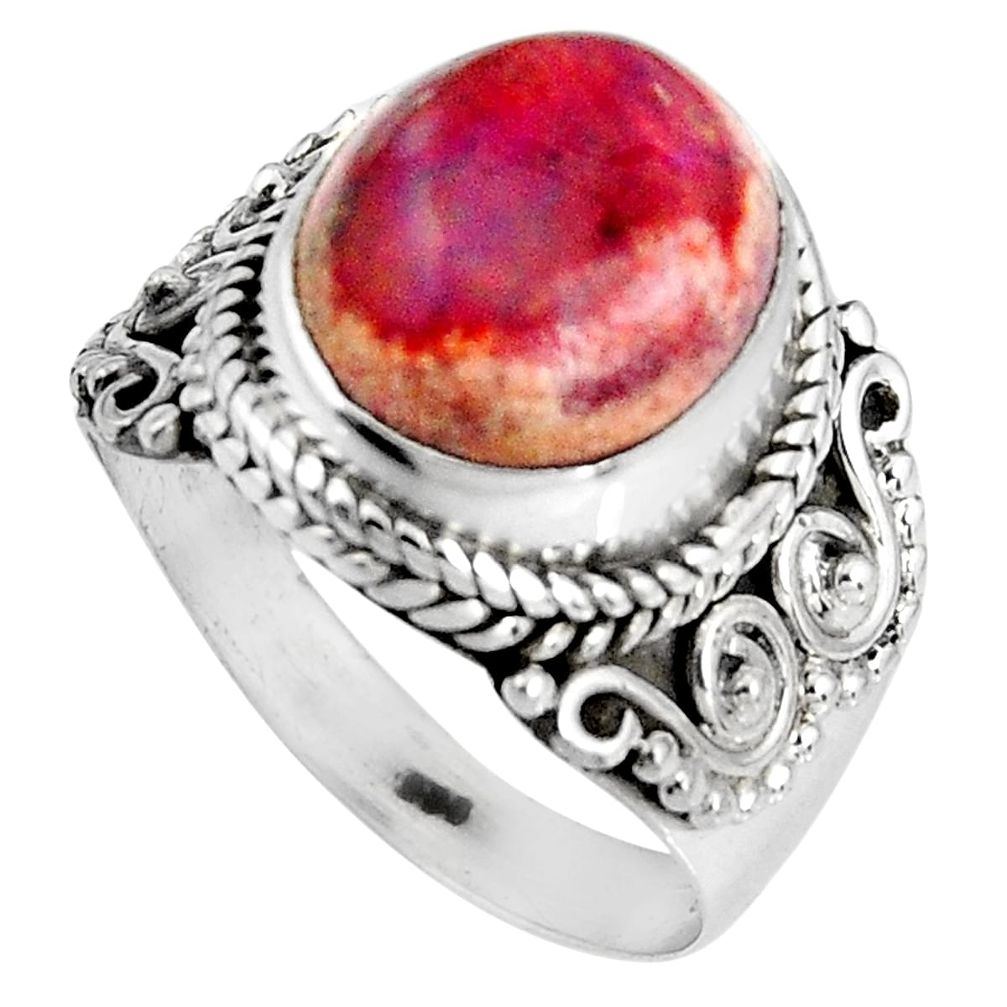 5.68cts natural orange mexican fire opal silver solitaire ring size 6.5 p90510