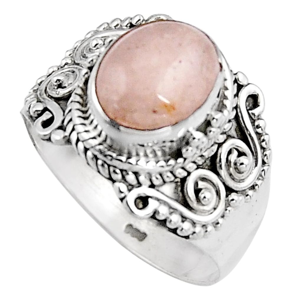 4.40cts natural orange morganite 925 silver solitaire ring size 8.5 p91107