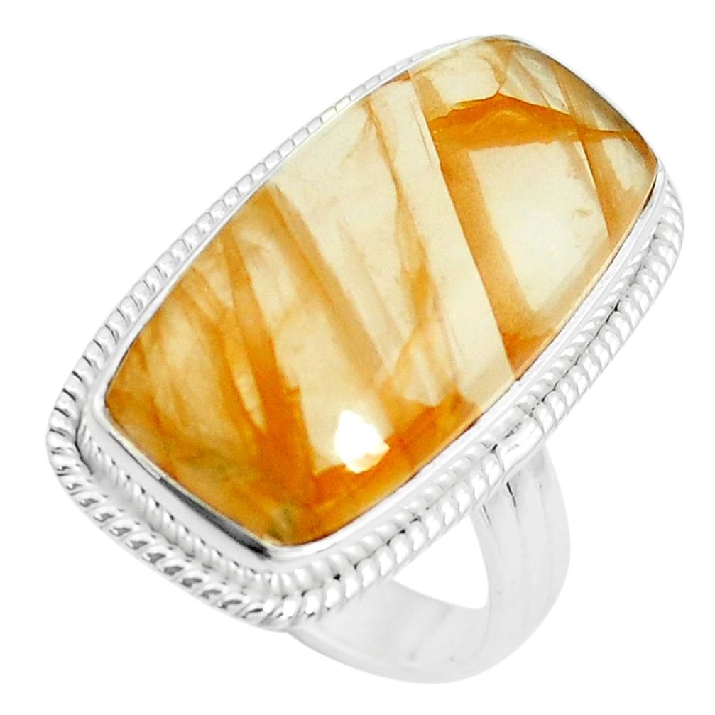 21.67cts natural orange quartz 925 silver solitaire ring jewelry size 8.5 p38861