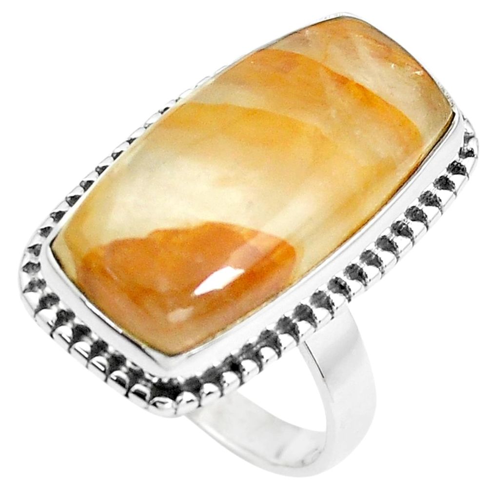 19.00cts natural orange quartz 925 silver solitaire ring jewelry size 8.5 p38862