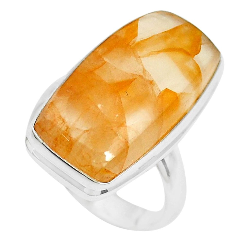 17.69cts natural orange quartz 925 silver solitaire ring jewelry size 8 p38871