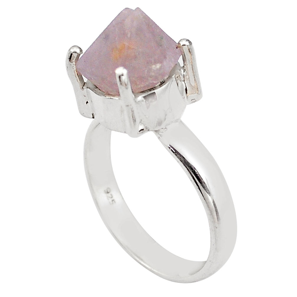 6.53cts natural pink beta quartz 925 silver solitaire ring jewelry size 7 p84428