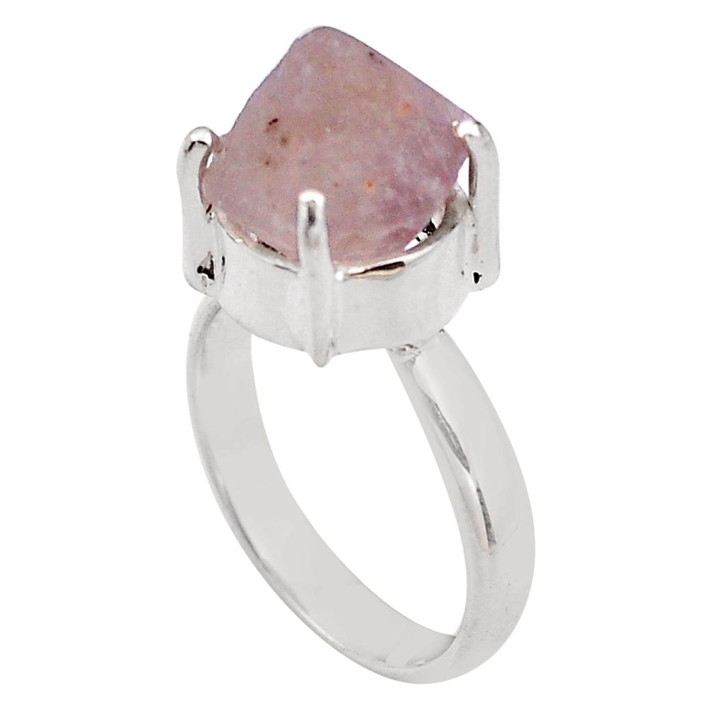 6.33cts natural pink beta quartz 925 silver solitaire ring jewelry size 7 p84430