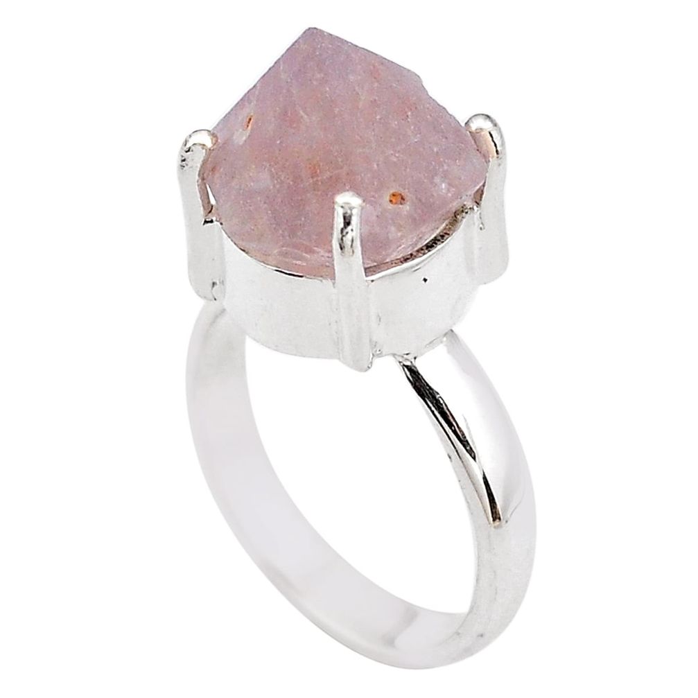 7.40cts natural pink beta quartz 925 silver solitaire ring jewelry size 7 p84434