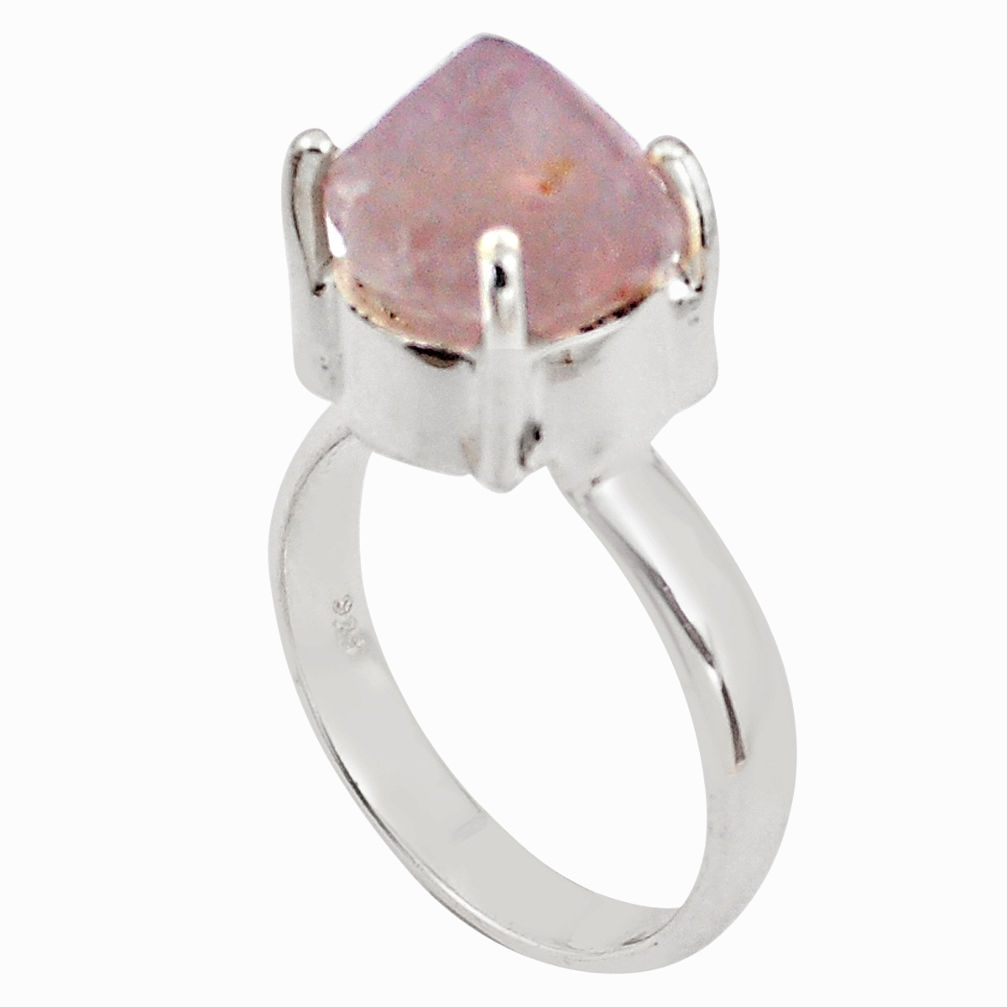 6.53cts natural pink beta quartz 925 silver solitaire ring jewelry size 7 p84442