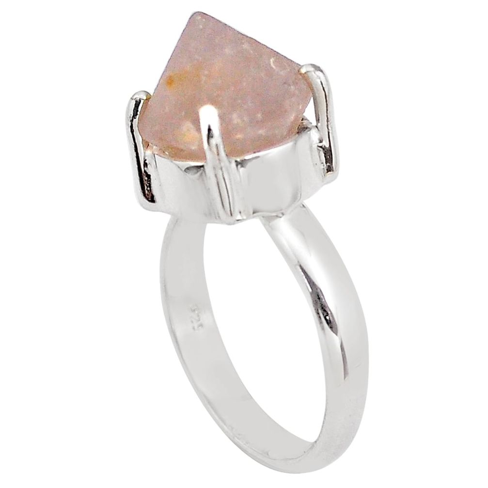 7.06cts natural pink beta quartz 925 silver solitaire ring jewelry size 7 p84453