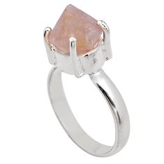 6.36cts natural pink beta quartz 925 silver solitaire ring size 7.5 p84425