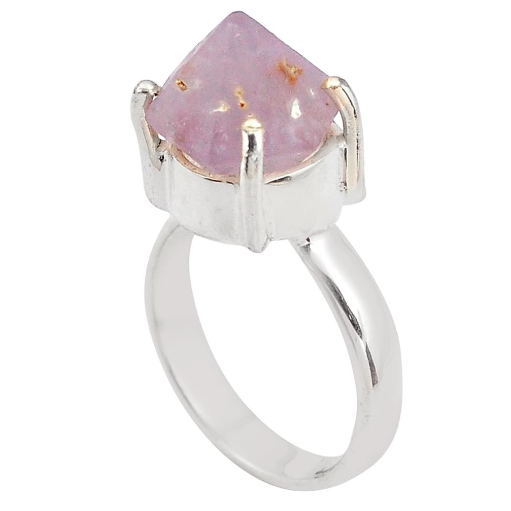 6.84cts natural pink beta quartz 925 silver solitaire ring size 6.5 p84452