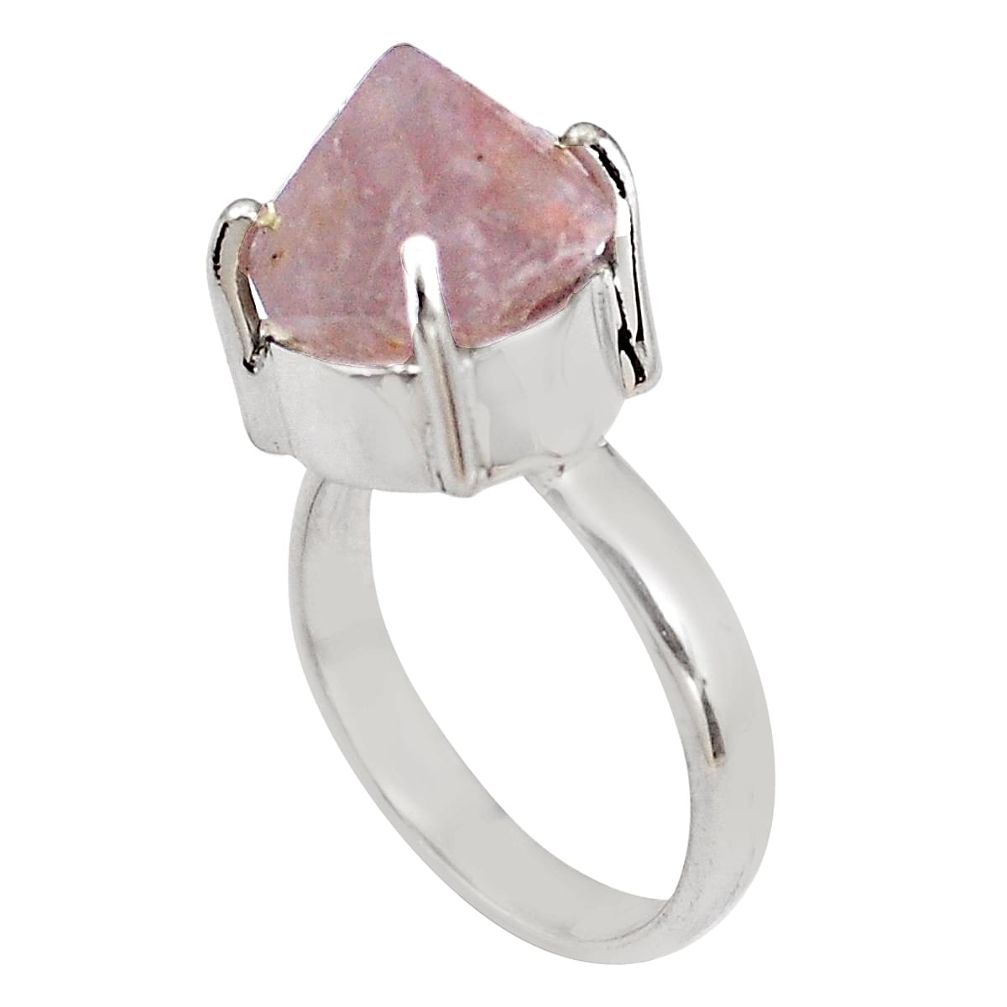 7.40cts natural pink beta quartz 925 silver solitaire ring size 7.5 p84454