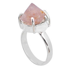 7.35cts natural pink beta quartz 925 silver solitaire ring size 7.5 p84457