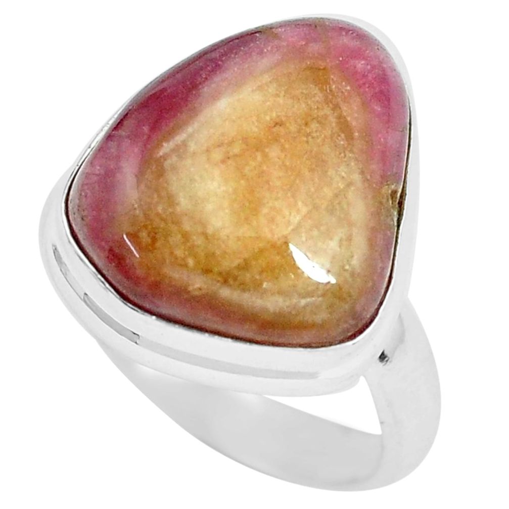 7.89cts natural pink bio tourmaline 925 silver solitaire ring size 6 d32190