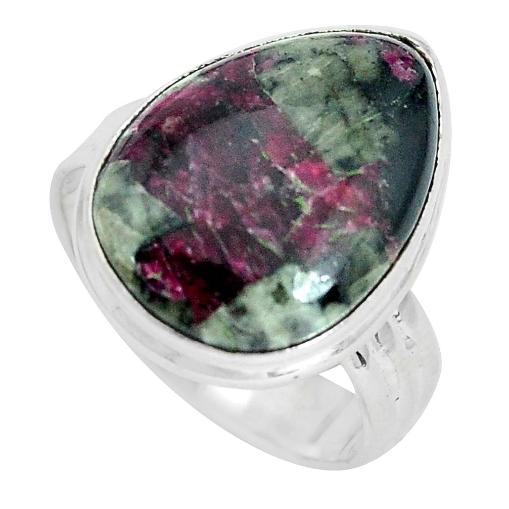 14.72cts natural pink eudialyte 925 silver solitaire ring jewelry size 8 p32934