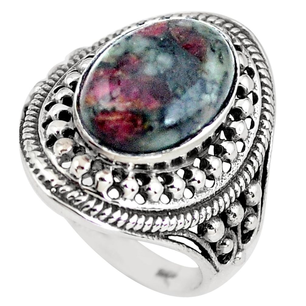 7.08cts natural pink eudialyte 925 silver solitaire ring jewelry size 8 p61156