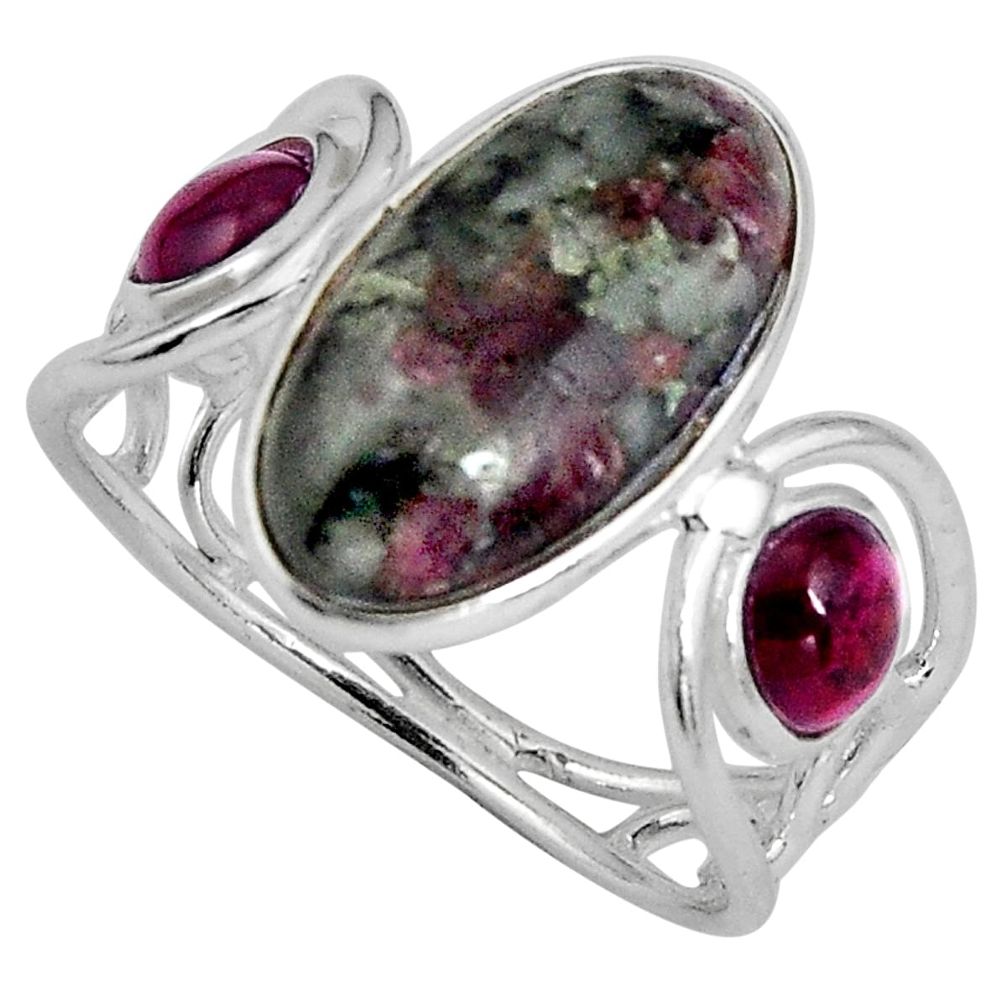 7.66cts natural pink eudialyte garnet 925 sterling silver ring size 8 p89893