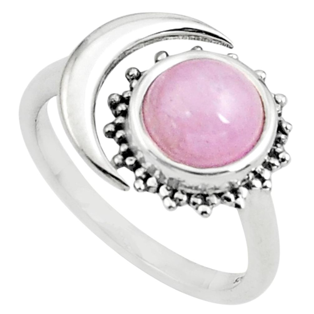 4.42cts natural pink kunzite 925 silver adjustable solitaire ring size 8 p79149