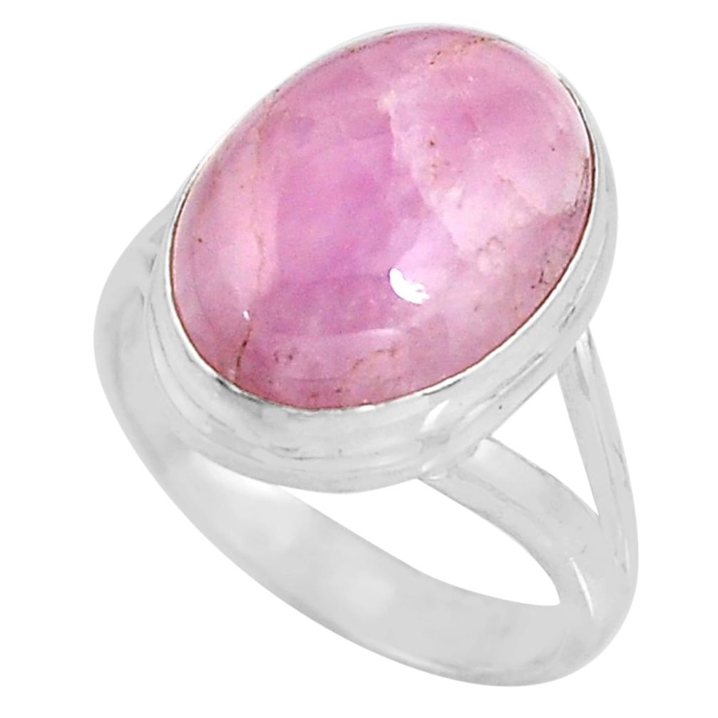 10.02cts natural pink kunzite 925 silver solitaire ring jewelry size 8.5 p92641