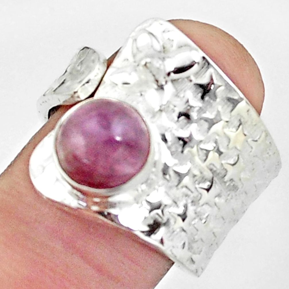 3.44cts natural pink kunzite 925 sterling silver adjustable ring size 7.5 p57076