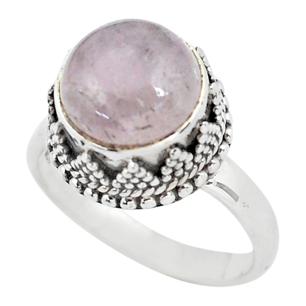 5.63cts natural pink kunzite 925 sterling silver solitaire ring size 7.5 p56545