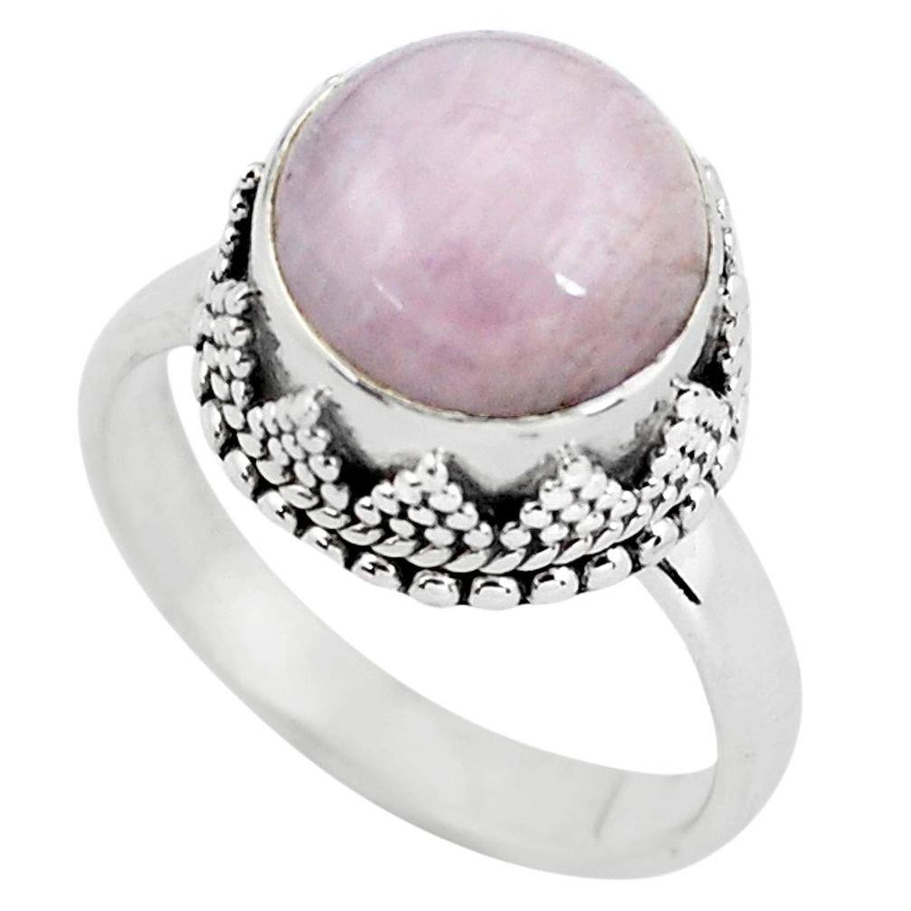 5.28cts natural pink kunzite 925 sterling silver solitaire ring size 7 p56547