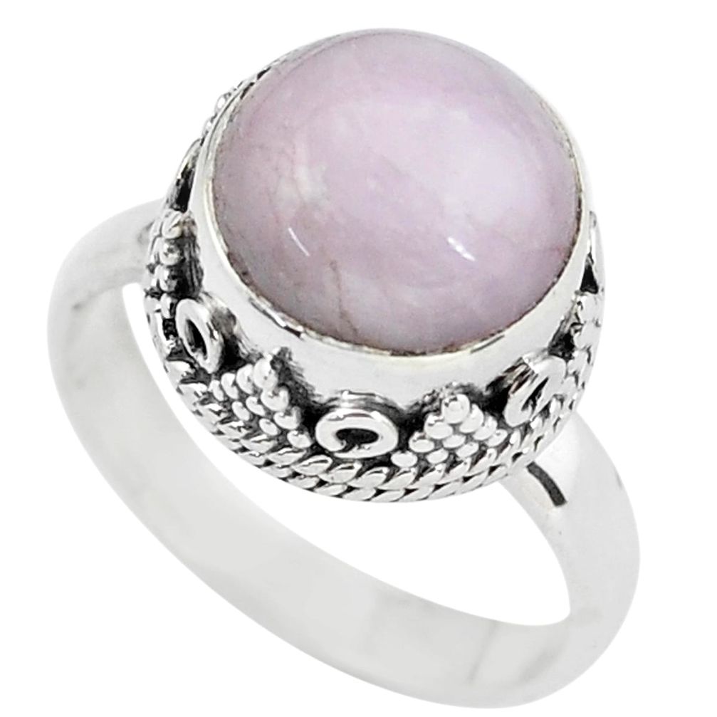 5.12cts natural pink kunzite 925 sterling silver solitaire ring size 6.5 p56551