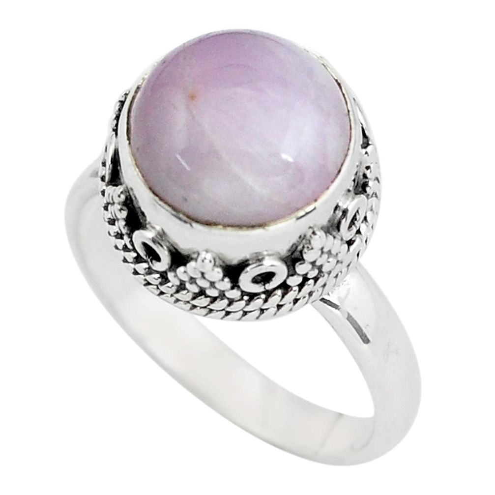 5.41cts natural pink kunzite 925 sterling silver solitaire ring size 7.5 p56554