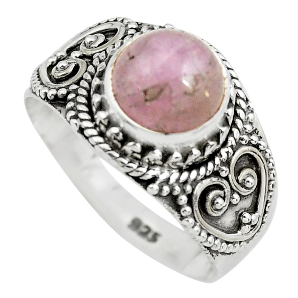 3.42cts natural pink kunzite 925 sterling silver solitaire ring size 8 p71791