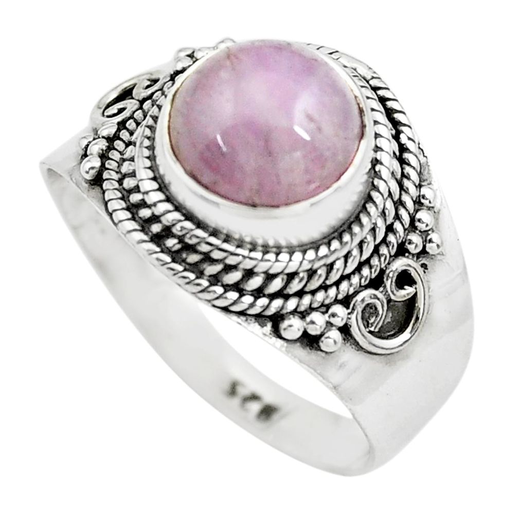 3.34cts natural pink kunzite 925 sterling silver solitaire ring size 8 p71797