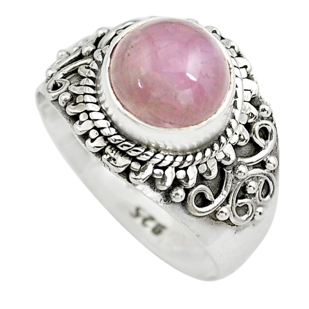 3.19cts natural pink kunzite 925 sterling silver solitaire ring size 6.5 p71800
