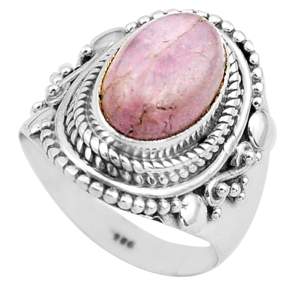 4.21cts natural pink kunzite 925 sterling silver solitaire ring size 7 p81263
