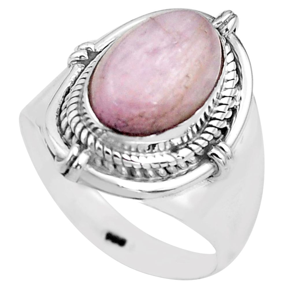 4.55cts natural pink kunzite 925 sterling silver solitaire ring size 8 p81280