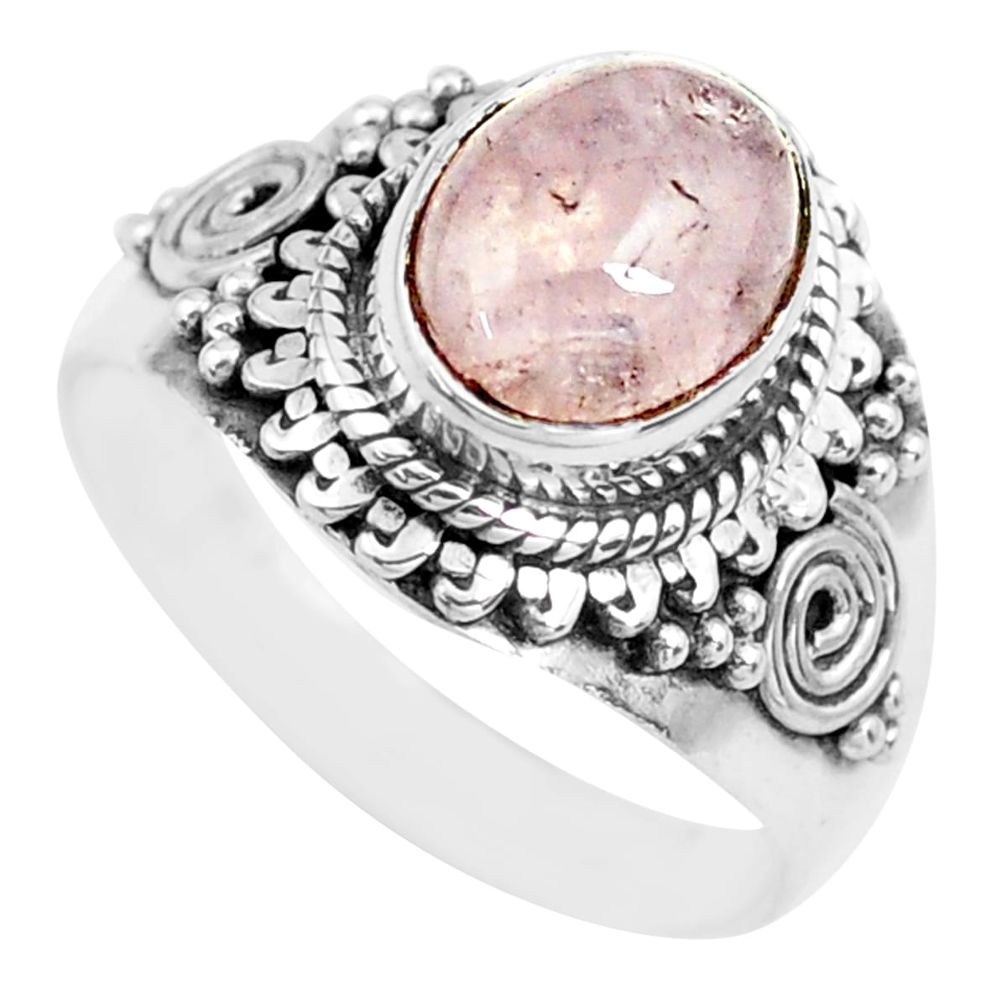 3.01cts natural pink morganite 925 silver solitaire ring jewelry size 6.5 p71661