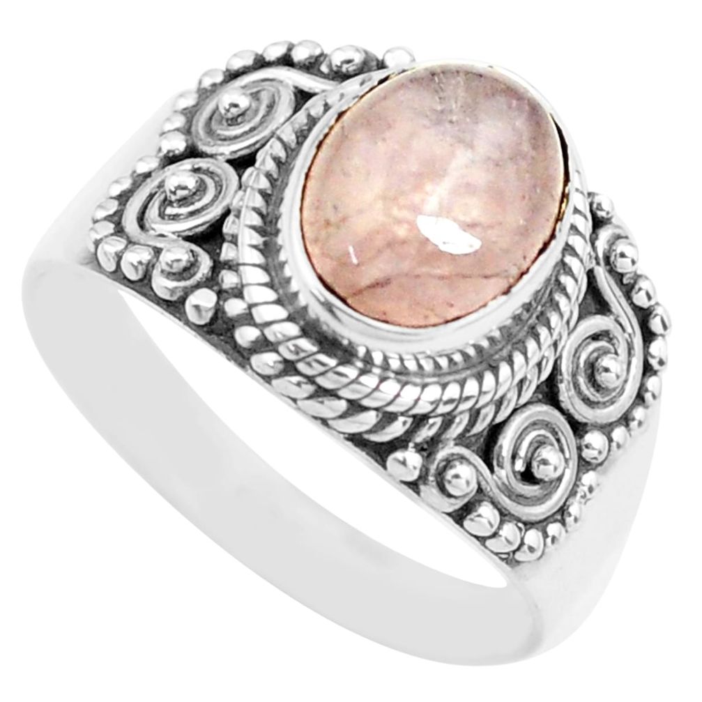 3.36cts natural pink morganite 925 silver solitaire ring jewelry size 7.5 p71663