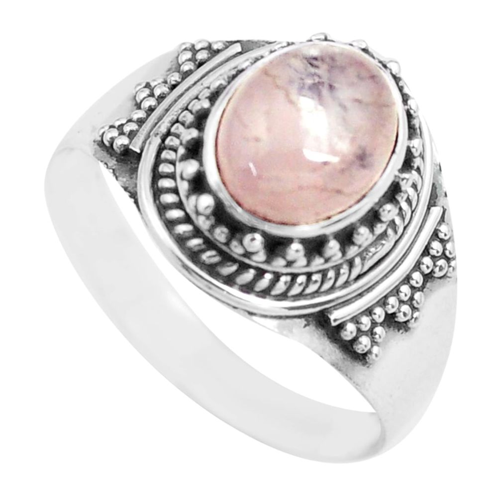 3.34cts natural pink morganite 925 silver solitaire ring jewelry size 8.5 p71665