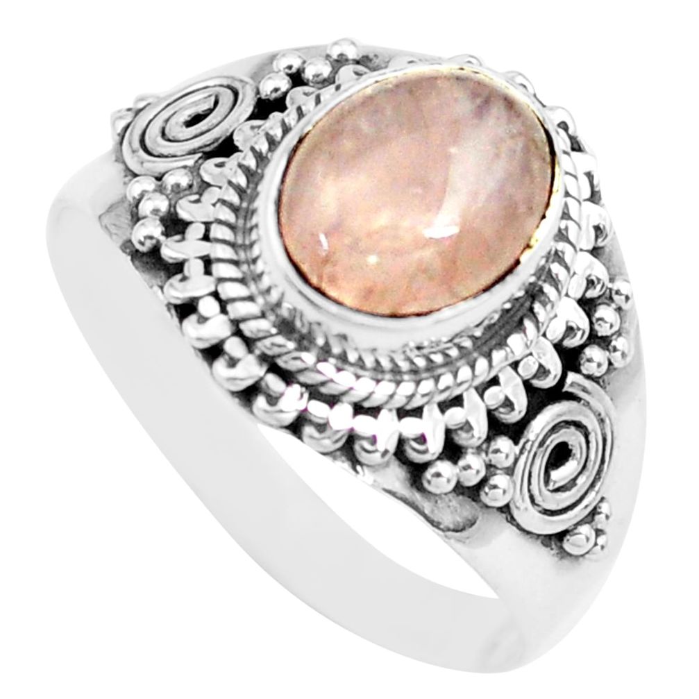 3.19cts natural pink morganite 925 silver solitaire ring jewelry size 8.5 p71666