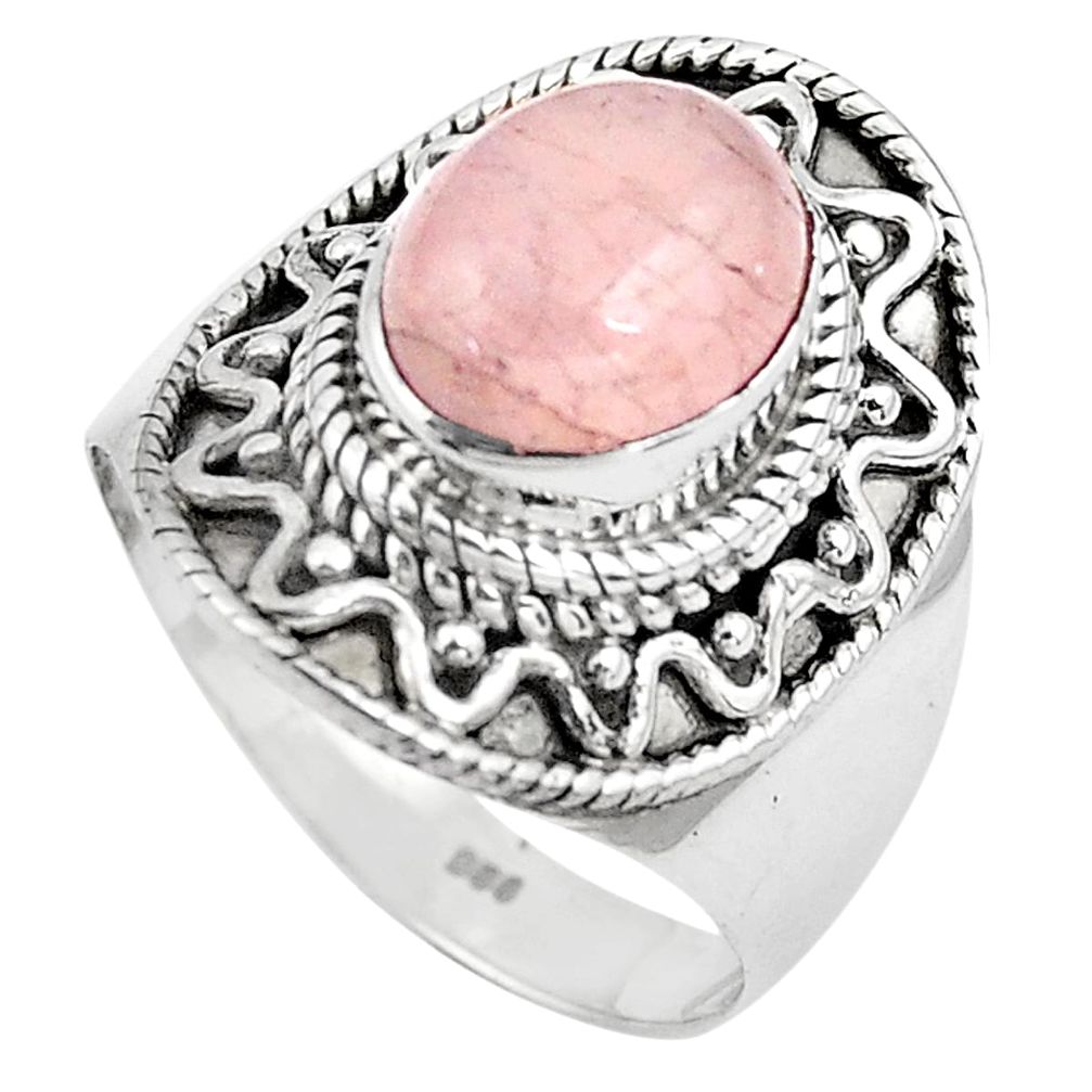 4.38cts natural pink morganite 925 silver solitaire ring jewelry size 7.5 p81206