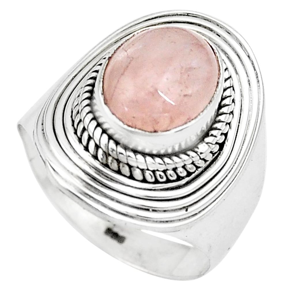 4.02cts natural pink morganite 925 silver solitaire ring jewelry size 7 p81207