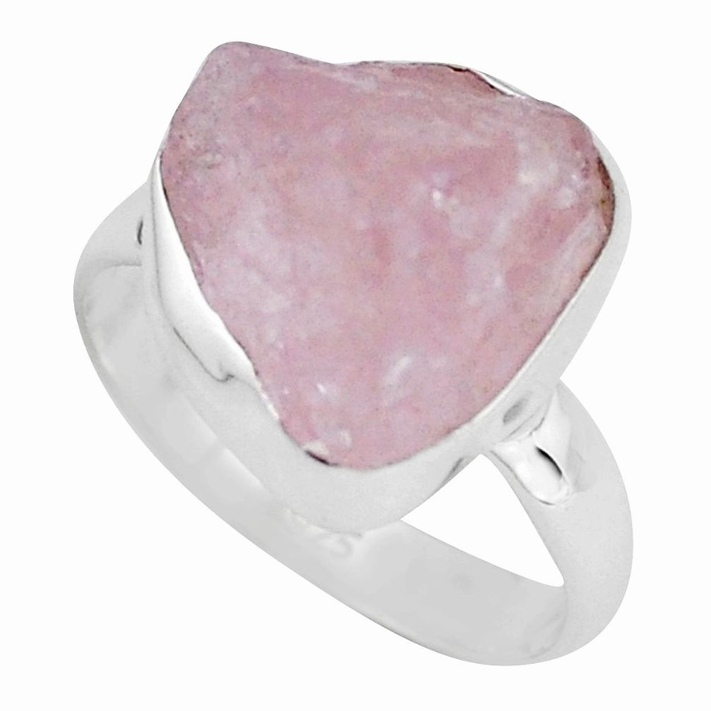 7.04cts natural pink morganite rough 925 silver solitaire ring size 7 p68943