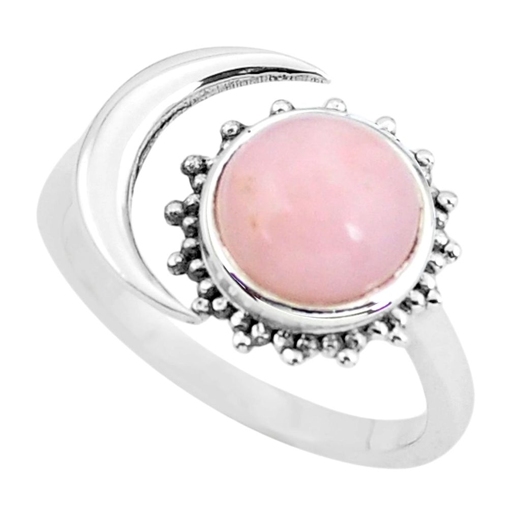 3.62cts natural pink opal 925 silver adjustable solitaire ring size 8.5 p61273