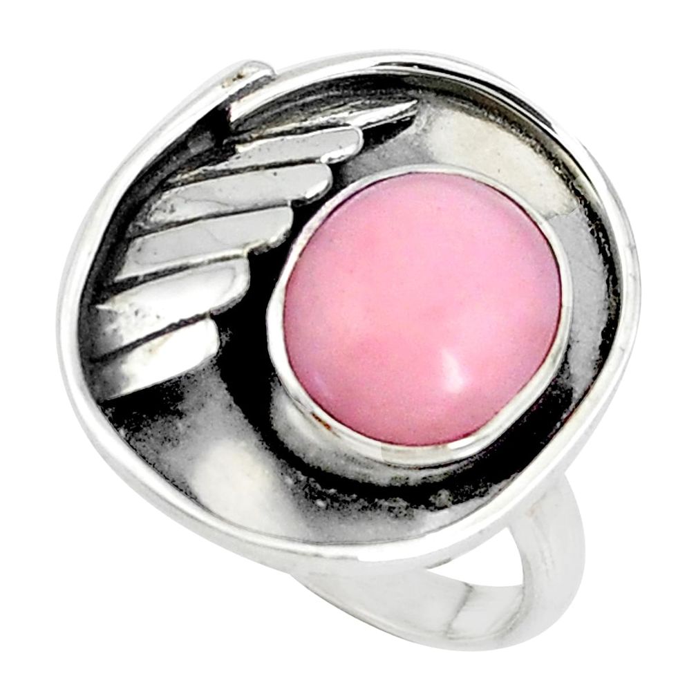 5.18cts natural pink opal 925 sterling silver solitaire ring size 6.5 p49618