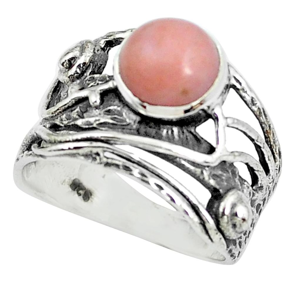 3.39cts natural pink opal 925 sterling silver solitaire ring size 7 p61912