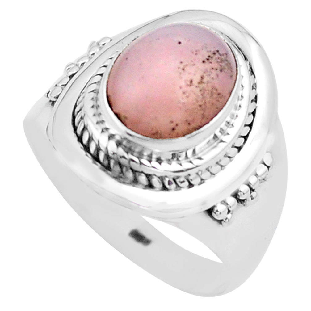 4.40cts natural pink opal 925 sterling silver solitaire ring size 8 p81252