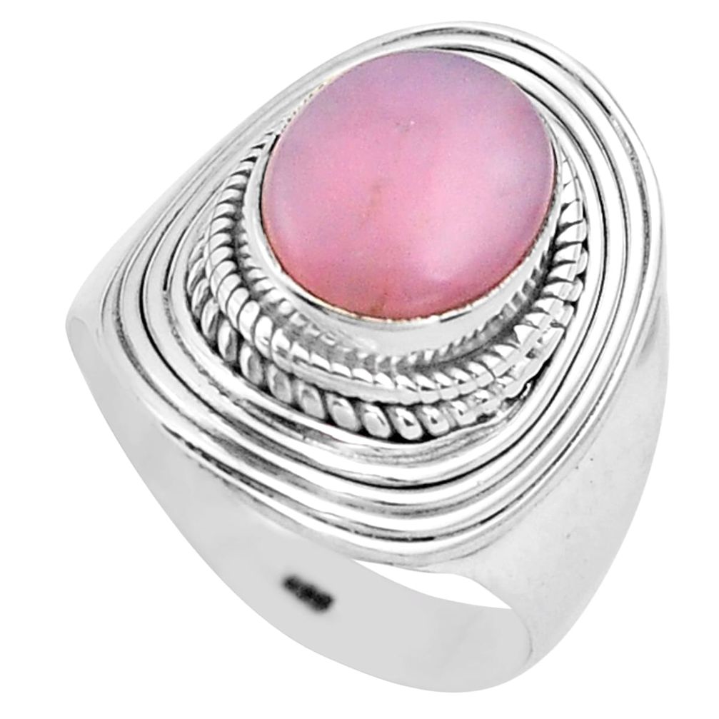 4.40cts natural pink opal 925 sterling silver solitaire ring size 7 p81256