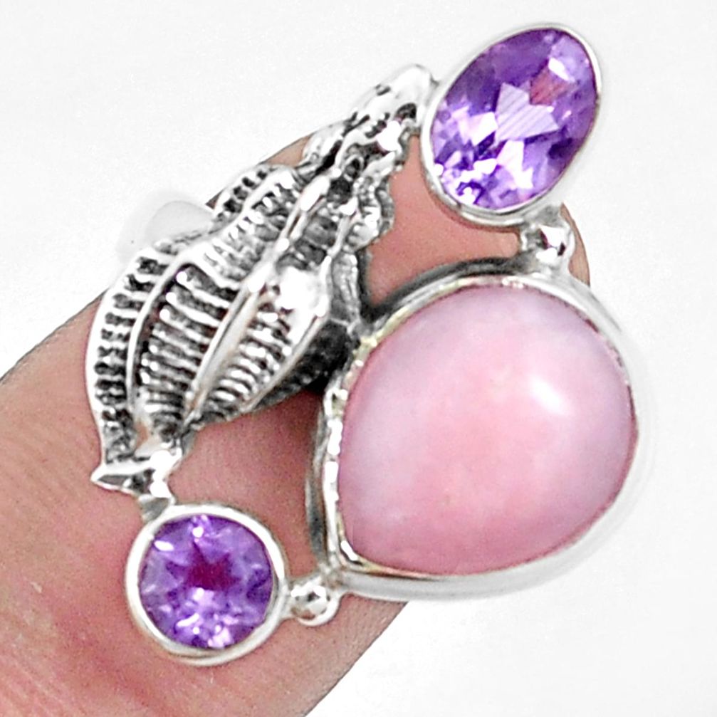8.44cts natural pink opal amethyst 925 sterling silver ring size 7 p42674