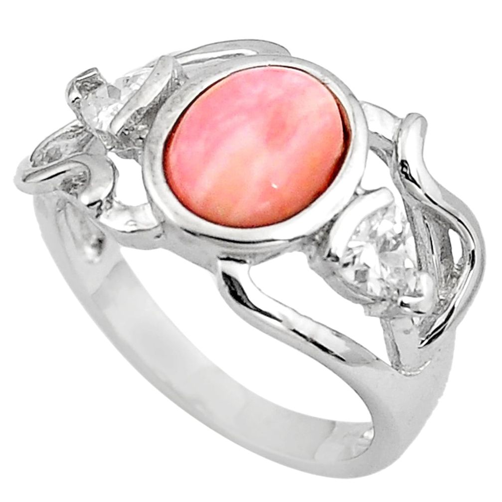 2.97cts natural pink opal topaz 925 sterling silver ring jewelry size 7 c4247