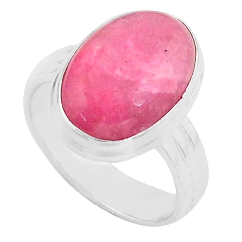 6.54cts natural pink petalite 925 silver solitaire ring jewelry size 6.5 p80646