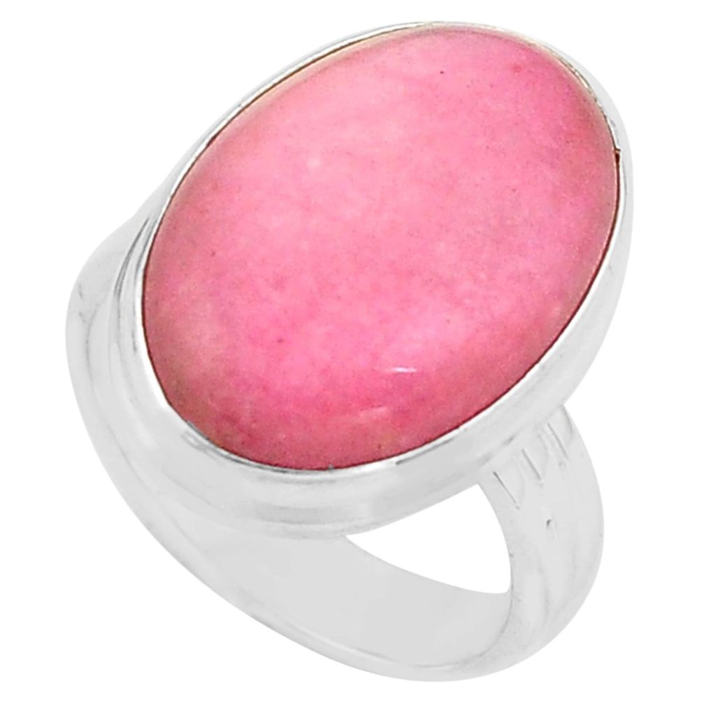 13.77cts natural pink petalite 925 silver solitaire ring jewelry size 6.5 p80647