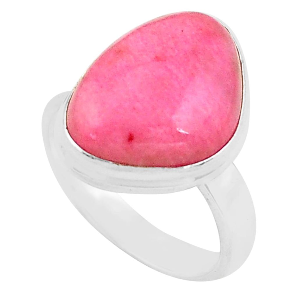 10.81cts natural pink petalite 925 silver solitaire ring jewelry size 7.5 p80649