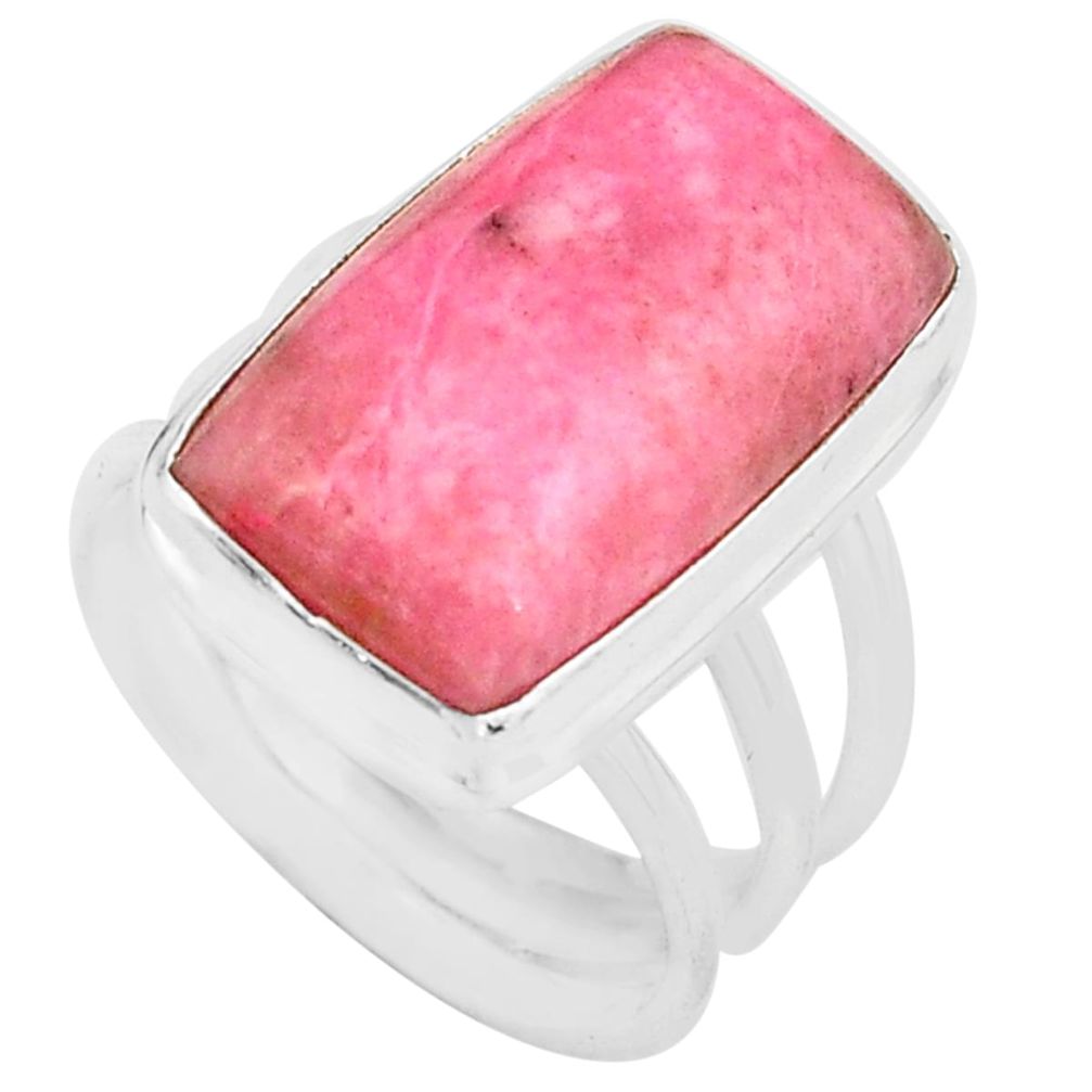 12.71cts natural pink petalite 925 silver solitaire ring jewelry size 7.5 p80653