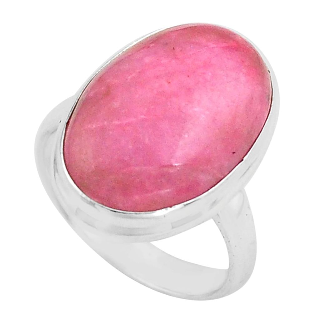 14.72cts natural pink petalite 925 silver solitaire ring jewelry size 7.5 p80659