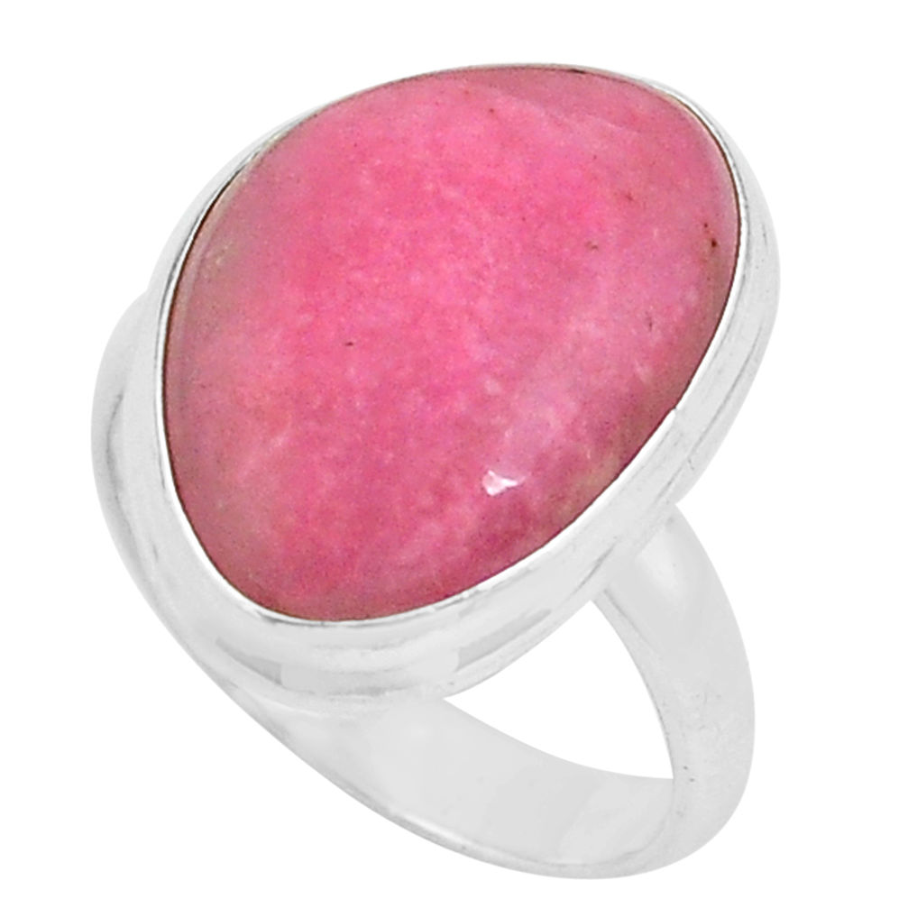 13.87cts natural pink petalite 925 silver solitaire ring jewelry size 8.5 p80739